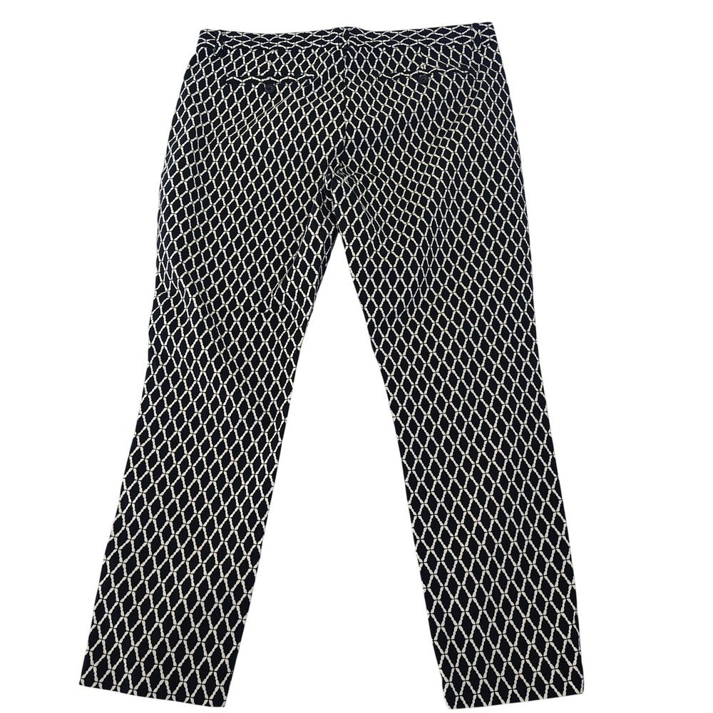 Gap Slim City Ankle Pants Womens 12 Navy Blue White Laser Diamond Geo 643150-03
